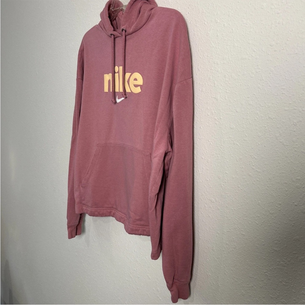 Nike Hoodie Womens Lg Pink Fleece Center Textured Swoosh Logo Slightly Cropped - Picture 4 of 9